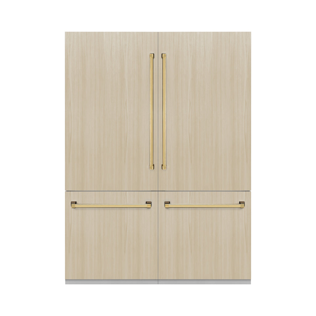ZLINE 60 in Built-In Panel Ready Refrigerator 32.2 cu. ft. 4-Door French Door Gold Handles (RBIV-60-G)