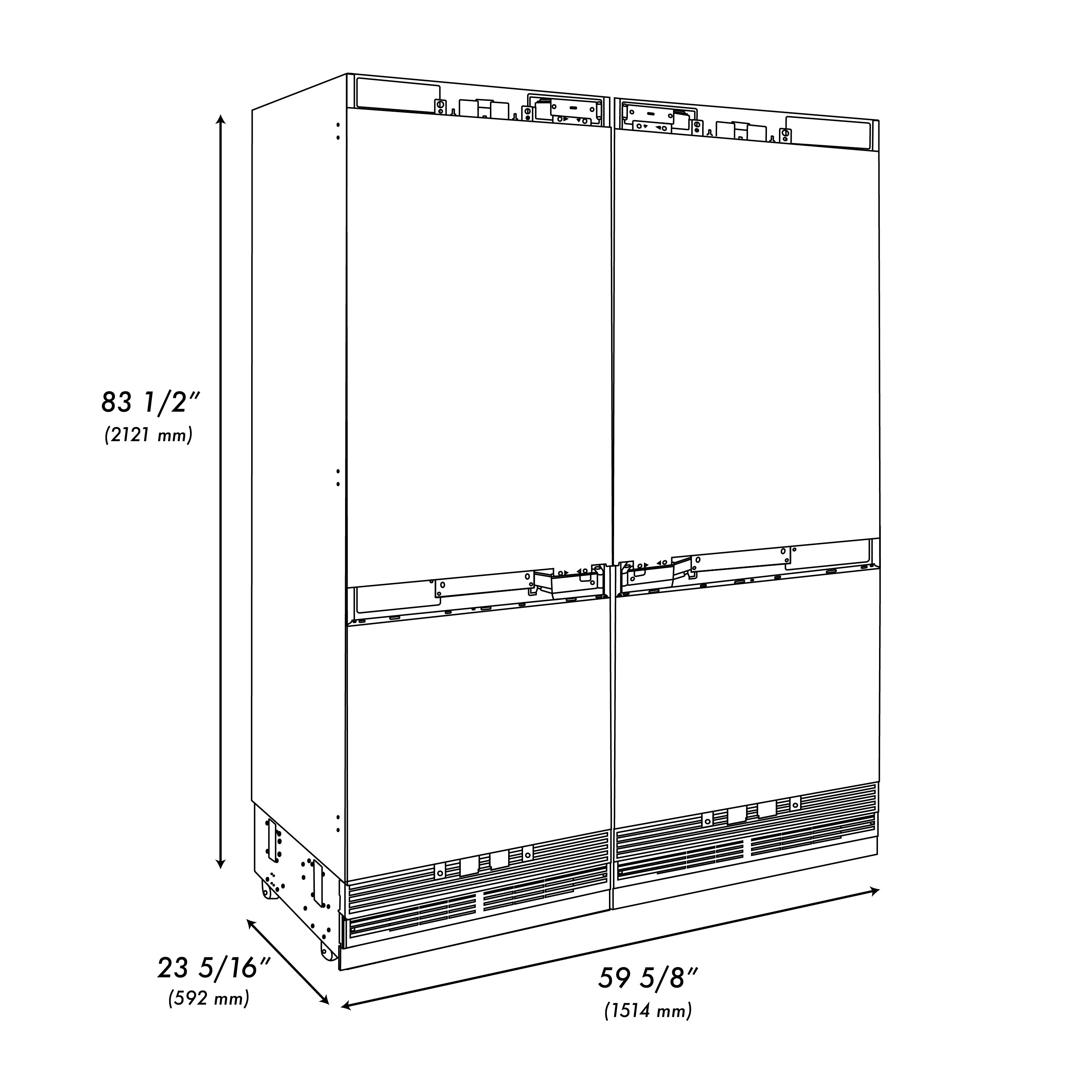 ZLINE 60 in Built-In French Door Refrigerator 32.2 cu. ft Panel Ready Matte Black Handles (RBIV-60-MB)