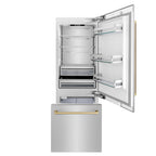 ZLINE 30 in. Built-In Refrigerator 16.1 cu. ft. Internal Water & Ice Dispenser Champagne Bronze Accents (RBIVZ-304-30-CB)