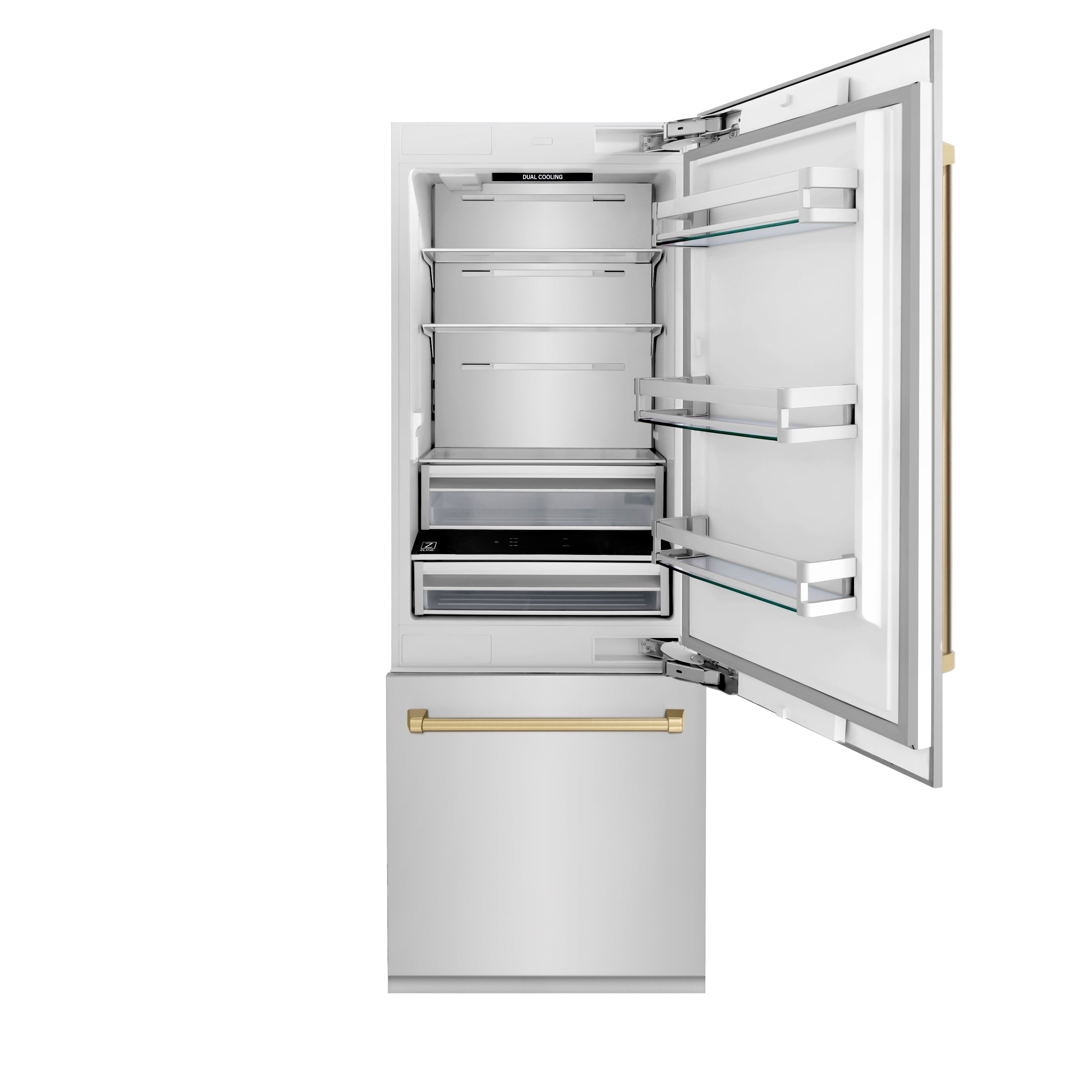ZLINE 30 in. Built-In Refrigerator 16.1 cu. ft. Internal Water & Ice Dispenser Champagne Bronze Accents (RBIVZ-304-30-CB)
