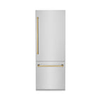 ZLINE 30 in Built-In Refrigerator 16.1 cu. ft Internal Water & Ice Dispenser Gold Accents (RBIVZ-304-30-G)