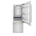ZLINE 30 in Built-In Refrigerator 16.1 cu. ft Internal Water & Ice Dispenser Gold Accents (RBIVZ-304-30-G)