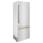 ZLINE 30 in Built-In Refrigerator 16.1 cu. ft Internal Water & Ice Dispenser Gold Accents (RBIVZ-304-30-G)