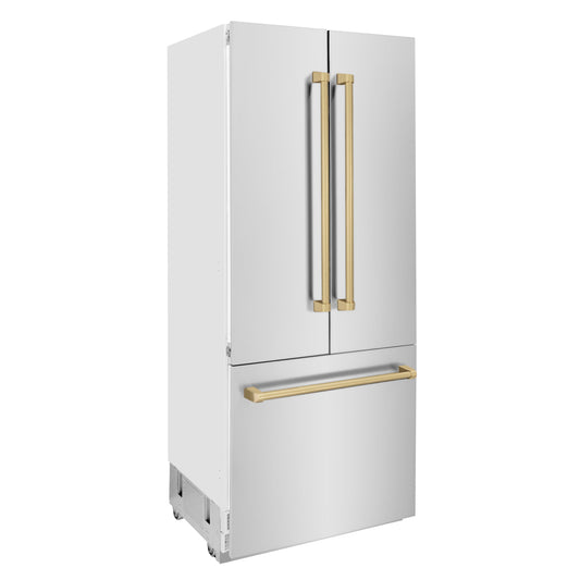 ZLINE 36 in. Built-In Refrigerator 19.6 cu. ft. Water & Ice Dispenser Bronze Accents (RBIVZ-304-36-CB)