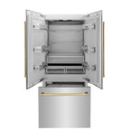ZLINE 36 in. Built-In Refrigerator 19.6 cu. ft. Water & Ice Dispenser Gold Accents (RBIVZ-304-36-G)