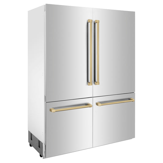 ZLINE 60 in. Built-In Refrigerator 32.2 cu. ft. Internal Water & Ice Dispenser Stainless Steel Bronze Accents (RBIVZ-304-60-CB)