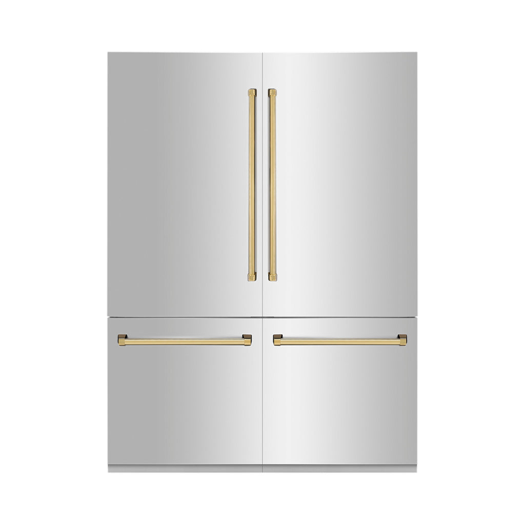 ZLINE 60" Built-In Refrigerator Internal Water & Ice Dispenser Stainless Steel Gold Accents (RBIVZ-304-60-G)
