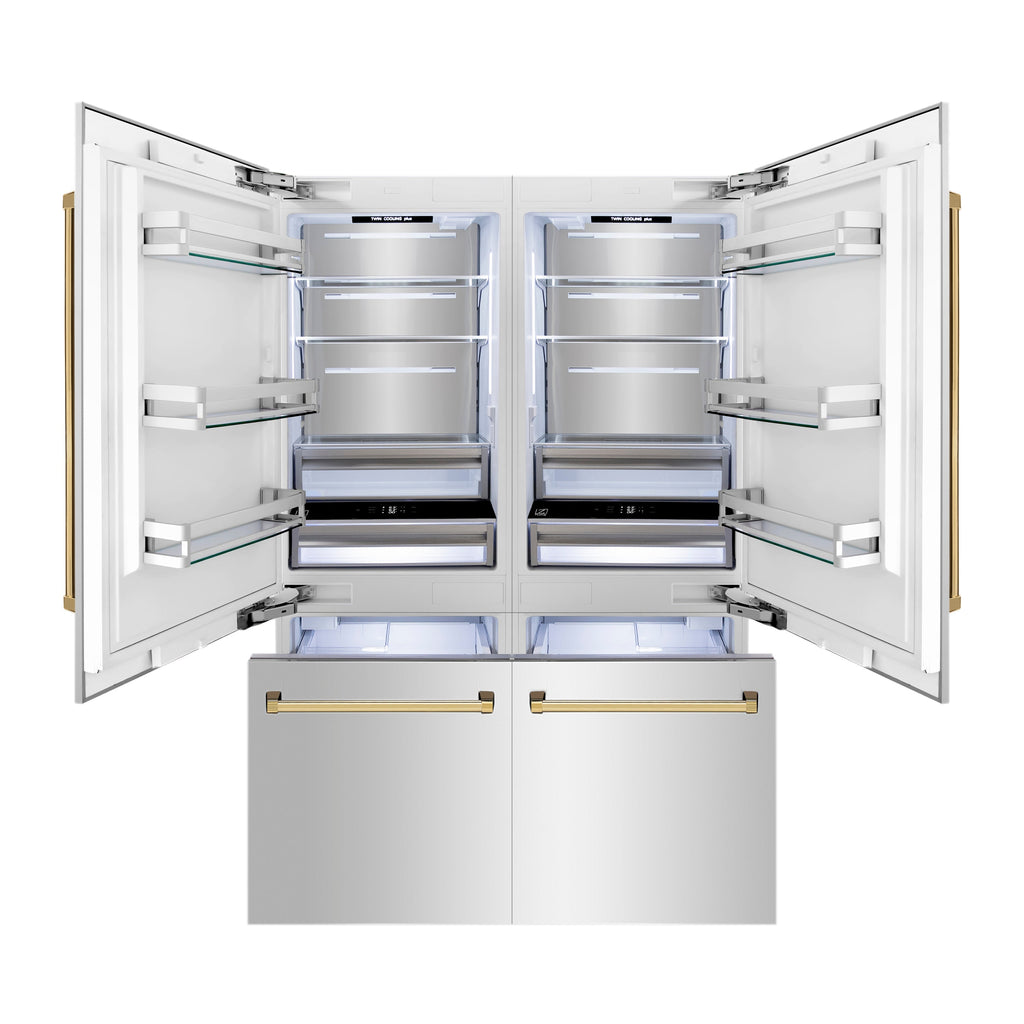ZLINE 60" Built-In Refrigerator Internal Water & Ice Dispenser Stainless Steel Gold Accents (RBIVZ-304-60-G)