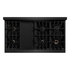 ZLINE 48 in. Gas Range Double Oven 6.7 cu. ft. Capacity 8 Burners Black Stainless Steel Polished Gold Accents (CGRBZ-48-G)