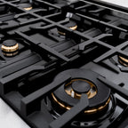 ZLINE 48 in. Double Oven Gas Range with 8 Burner Cooktop – 6.7 cu. ft. – Satin Stainless Steel with Champagne Bronze Accents (CGRSZ-48-CB)
