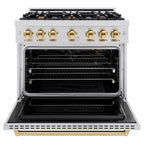 ZLINE 36 in. Gas Range 5.2 cu. ft. 6 Burners Stainless Steel Polished Gold Accents (CGRZ-36-G)