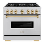 ZLINE 36 in. Gas Range 5.2 cu. ft. 6 Burners Stainless Steel Polished Gold Accents (CGRZ-36-G)