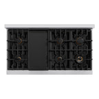 ZLINE 48 in. Classic Double Oven Gas Range 6.7 cu. ft. 8 Burners Stainless Steel White Matte Doors Polished Gold Accents (CGRZ-WM-48-G)
