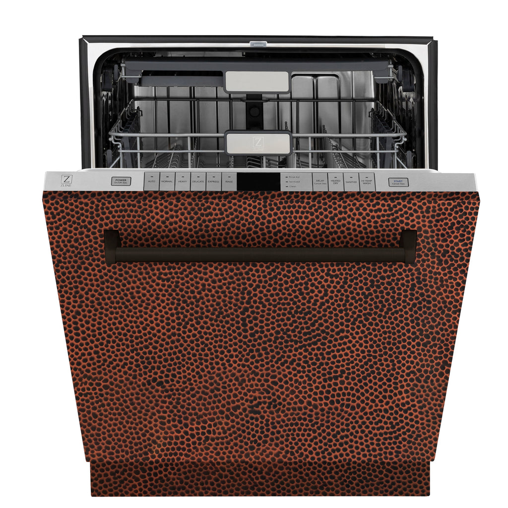 ZLINE 24 In. Monument Series Top Touch Control Dishwasher in Hand Hammered Copper, 45dBa, DWMT-HH-24
