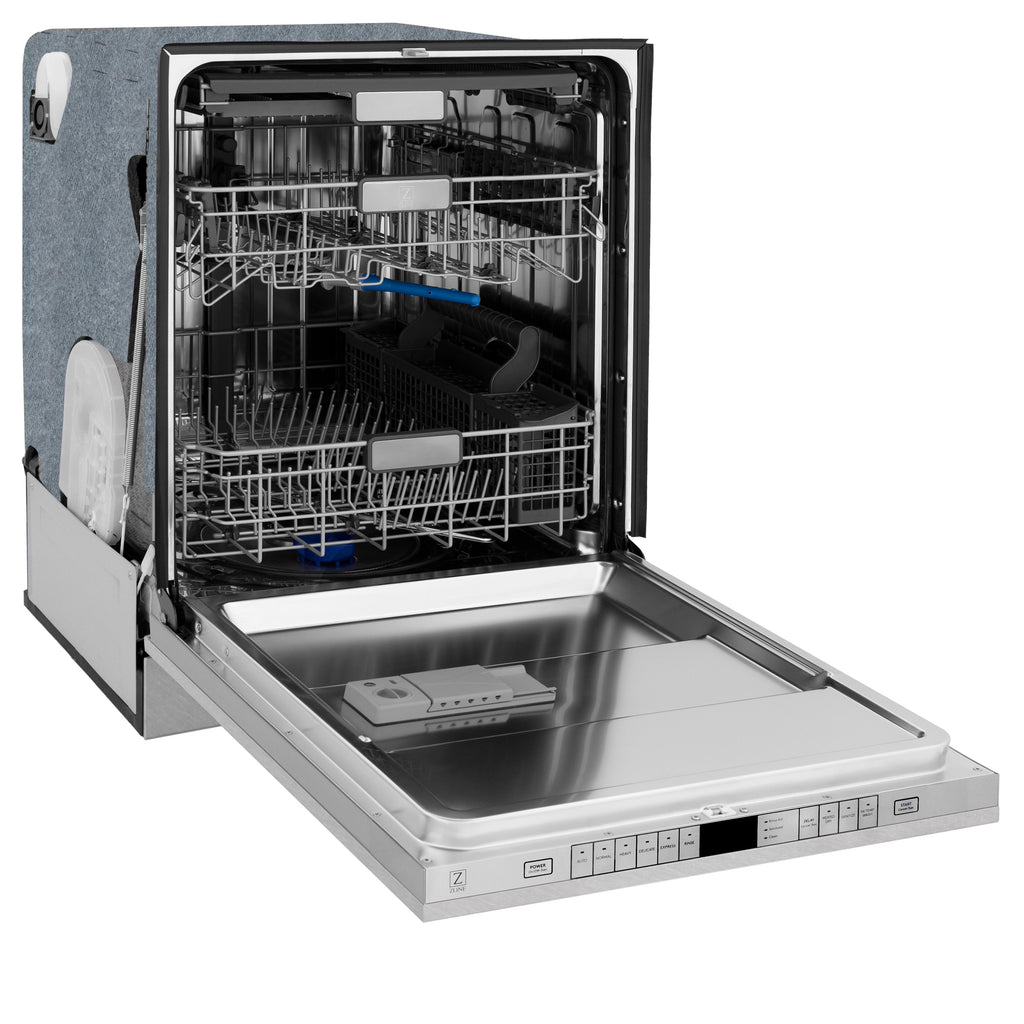 ZLINE 24" Monument Series 3rd Rack Top Touch Control Dishwasher with Satin Stainless Steel Panel and Stainless Steel Tub, 45dBa, DWMT-SN-24
