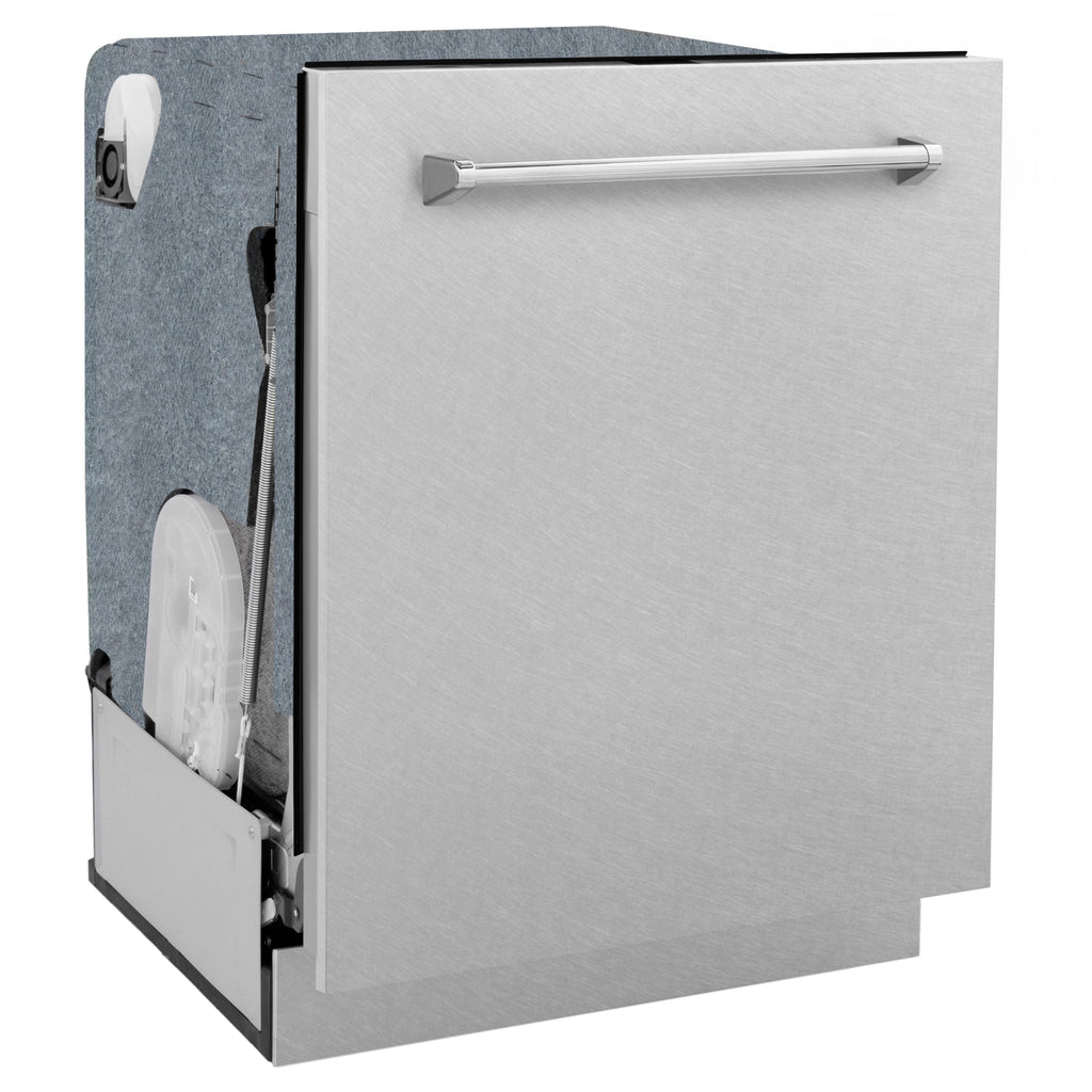 ZLINE 24" Monument Series 3rd Rack Top Touch Control Dishwasher with Satin Stainless Steel Panel and Stainless Steel Tub, 45dBa, DWMT-SN-24