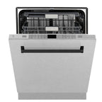 ZLINE Autograph 24" Monument Series 3rd Rack Top Control Built-In Tall Tub Dishwasher with Satin Stainless Steel Panel and Matte Black Handle, 45dBa, DWMTZ-SN-24-MB