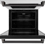 ZLINE 30" Autograph Professional True Convection Double Wall Oven with Air Fry and Self Clean in Satin Stainless Steel with Matte Black Handles, WADSZ-30-MB