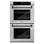 ZLINE 30" Autograph Professional True Convection Double Wall Oven with Air Fry and Self Clean in Satin Stainless Steel with Matte Black Handles, WADSZ-30-MB