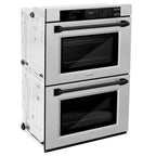 ZLINE 30" Autograph Professional True Convection Double Wall Oven with Air Fry and Self Clean in Satin Stainless Steel with Matte Black Handles, WADSZ-30-MB