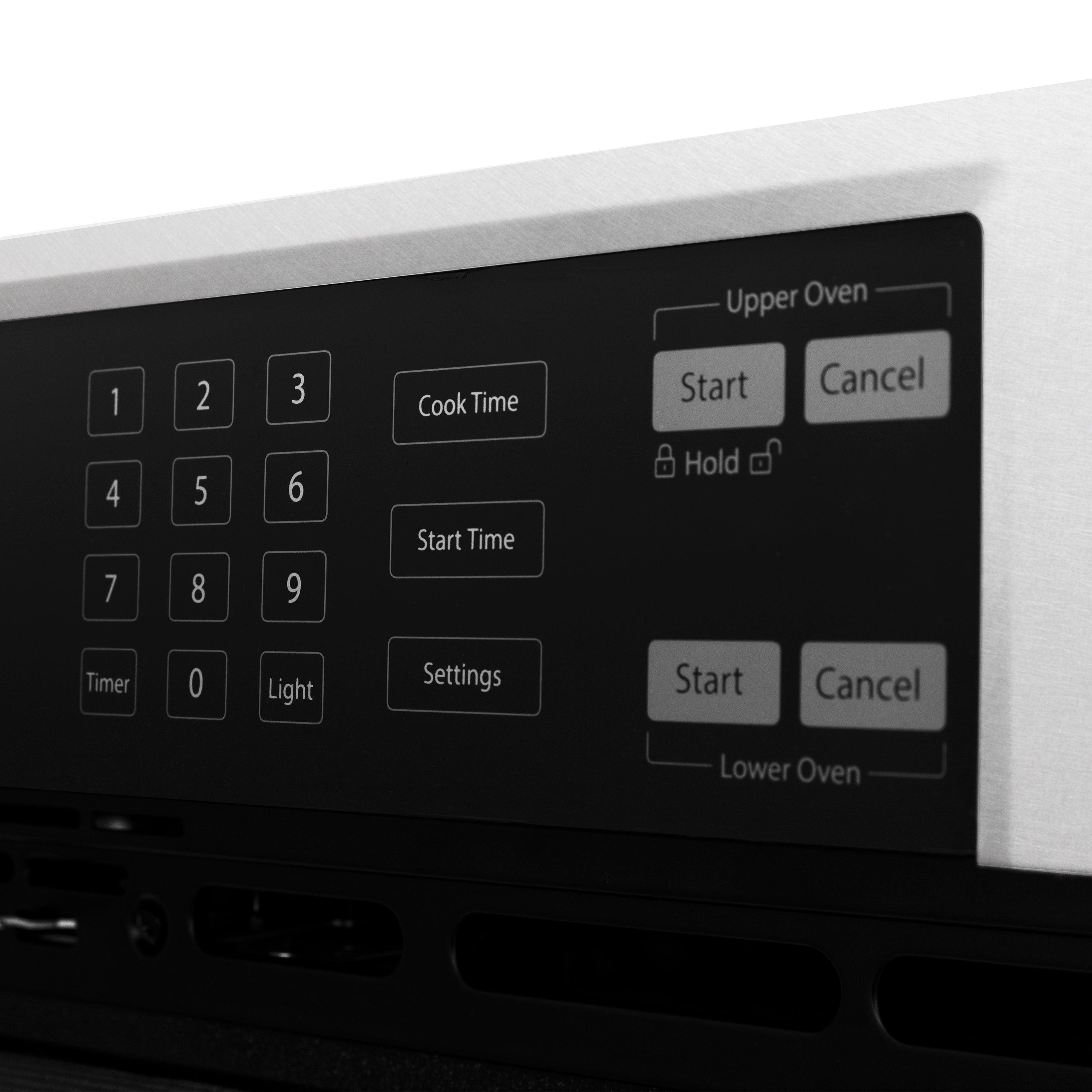 ZLINE 30" Autograph Professional True Convection Double Wall Oven with Air Fry and Self Clean in Satin Stainless Steel with White Matte Doors and Matte Black Handles, WADSZ-WM-30-MB