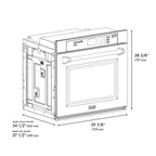 ZLINE 30" Autograph Professional True Convection Single Wall Oven with Air Fry and Self Clean in Satin Stainless Steel with White Matte Door and Polished Gold Handle, WASSZ-WM-30-G