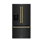ZLINE 36" French Door Refrigerator 28.9 cu. ft. Standard-Depth Water Dispenser Dual Ice Maker Black Champagne Bronze Handles (RSMZ-W-36-BS-CB)