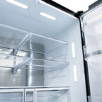 ZLINE 36" French Door Refrigerator 28.9 Cu. Ft. Standard-Depth with Water Dispenser, Dual Ice Maker, Black Finish, Gold Handles (RSMZ-W-36-BS-G)