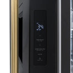 ZLINE 36" French Door Refrigerator 28.9 Cu. Ft. Standard-Depth with Water Dispenser, Dual Ice Maker, Black Finish, Gold Handles (RSMZ-W-36-BS-G)