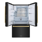ZLINE 36 Inch Freestanding Refrigerator 28.9 Cu. Ft. Standard Depth Dual Ice Maker Water Dispenser Black Champagne Bronze Square Handles (RSMZ-W36-BS-FCB)