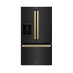 ZLINE 36 Inch Freestanding Refrigerator 28.9 Cu. Ft. Standard Depth Dual Ice Maker Water Dispenser Black Champagne Bronze Square Handles (RSMZ-W36-BS-FCB)