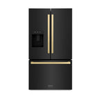 ZLINE 36 Inch Freestanding Refrigerator 28.9 Cu. Ft. Standard Depth Dual Ice Maker Water Dispenser Black Champagne Bronze Square Handles (RSMZ-W36-BS-FCB)