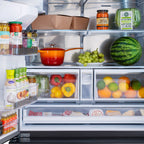 ZLINE 36 in. French Door Refrigerator, 28.9 Cu. Ft., Standard Depth, External Water Dispenser, Dual Ice Maker, Black Stainless Steel, Champagne Bronze Handles (RSMZ-W36-BS-KCB)