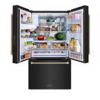 ZLINE 36 in. French Door Refrigerator, 28.9 Cu. Ft., Standard Depth, External Water Dispenser, Dual Ice Maker, Black Stainless Steel, Champagne Bronze Handles (RSMZ-W36-BS-KCB)