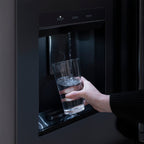 ZLINE 36 in. French Door Refrigerator, 28.9 Cu. Ft., Standard Depth, External Water Dispenser, Dual Ice Maker, Black Stainless Steel, Champagne Bronze Handles (RSMZ-W36-BS-KCB)