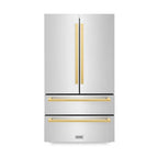 ZLINE 36-Inch Refrigerator 22.5 Cu. Ft. Stainless Steel Ice Maker Gold Square Handles (RFMZ-36-FG)