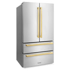 ZLINE 36-Inch Refrigerator 22.5 Cu. Ft. Stainless Steel Ice Maker Gold Square Handles (RFMZ-36-FG)