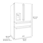 ZLINE 36 in. French Door Refrigerator with Water & Ice Dispenser, Gold Square Handles (RFMZ-W-36-FG)