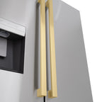 ZLINE 36 in. French Door Refrigerator 28.9 cu. ft. Standard-Depth, Water Dispenser, Dual Ice Maker, Stainless Steel, Bronze Handles (RSMZ-W-36-FCB)