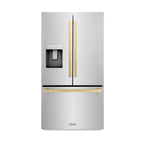 ZLINE 36 in. French Door Refrigerator 28.9 cu. ft. Standard-Depth, Water Dispenser, Dual Ice Maker, Stainless Steel, Bronze Handles (RSMZ-W-36-FCB)