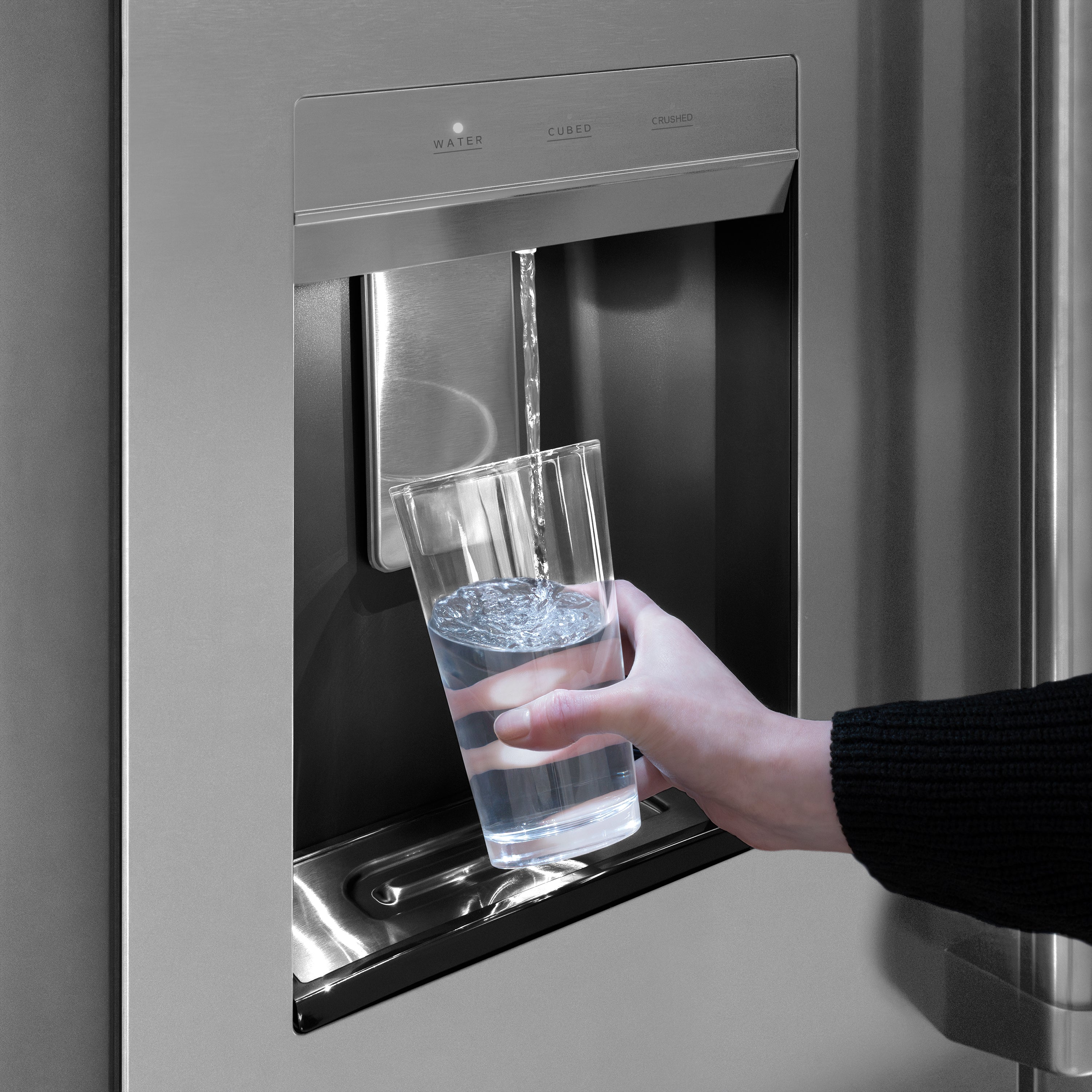 ZLINE 36 in. French Door Refrigerator 28.9 cu. ft. Standard-Depth, Water Dispenser, Dual Ice Maker, Stainless Steel, Bronze Handles (RSMZ-W-36-FCB)