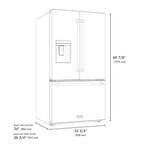 ZLINE Kitchen and Bath 36 in. French Door Refrigerator 28.9 cu. ft. Standard Depth Water Dispenser Dual Ice Maker Stainless Steel Gold Handles (RSMZ-W-36-G)
