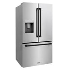 ZLINE 36" French Door Refrigerator 28.9 Cu. Ft. Standard-Depth Water Dispenser Dual Ice Maker Stainless Steel Matte Black Handles (RSMZ-W-36-MB)