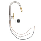 ZLINE Autograph Gemini Pull Down Single Handle Kitchen Faucet in Brushed Nickel and Champagne Bronze, GEM-KF-ZBNCB