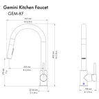 ZLINE Autograph Gemini Pull Down Single Handle Kitchen Faucet in Matte Black and Champagne Bronze, GEM-KF-ZMBCB
