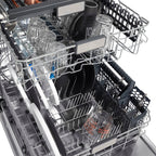 ZLINE Autograph Edition 24" Monument Series 3rd Rack Top Touch Control Tall Tub Dishwasher in Custom Panel Ready with Champagne Bronze Handle, 45dBa, DWMTZ-24-CB