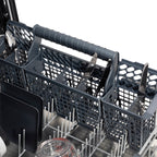 ZLINE Autograph Edition 24" Monument Series 3rd Rack Top Touch Control Tall Tub Dishwasher in Custom Panel Ready with Champagne Bronze Handle, 45dBa, DWMTZ-24-CB