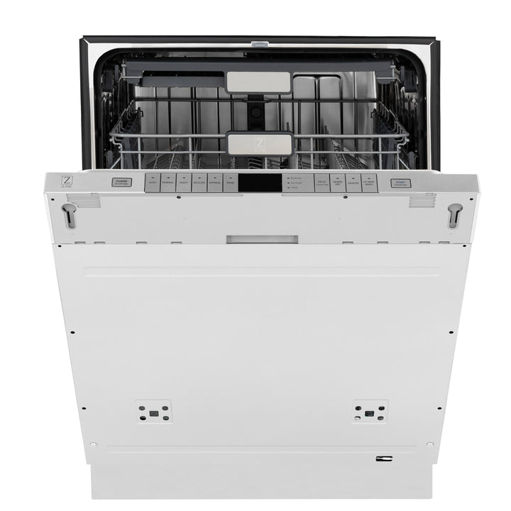 ZLINE Autograph Edition 24" Monument Series 3rd Rack Top Touch Control Tall Tub Dishwasher in Custom Panel Ready with Champagne Bronze Handle, 45dBa, DWMTZ-24-CB