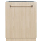 ZLINE Autograph Edition 24" Monument Series 3rd Rack Top Touch Control Tall Tub Dishwasher in Custom Panel Ready with Champagne Bronze Handle, 45dBa, DWMTZ-24-CB
