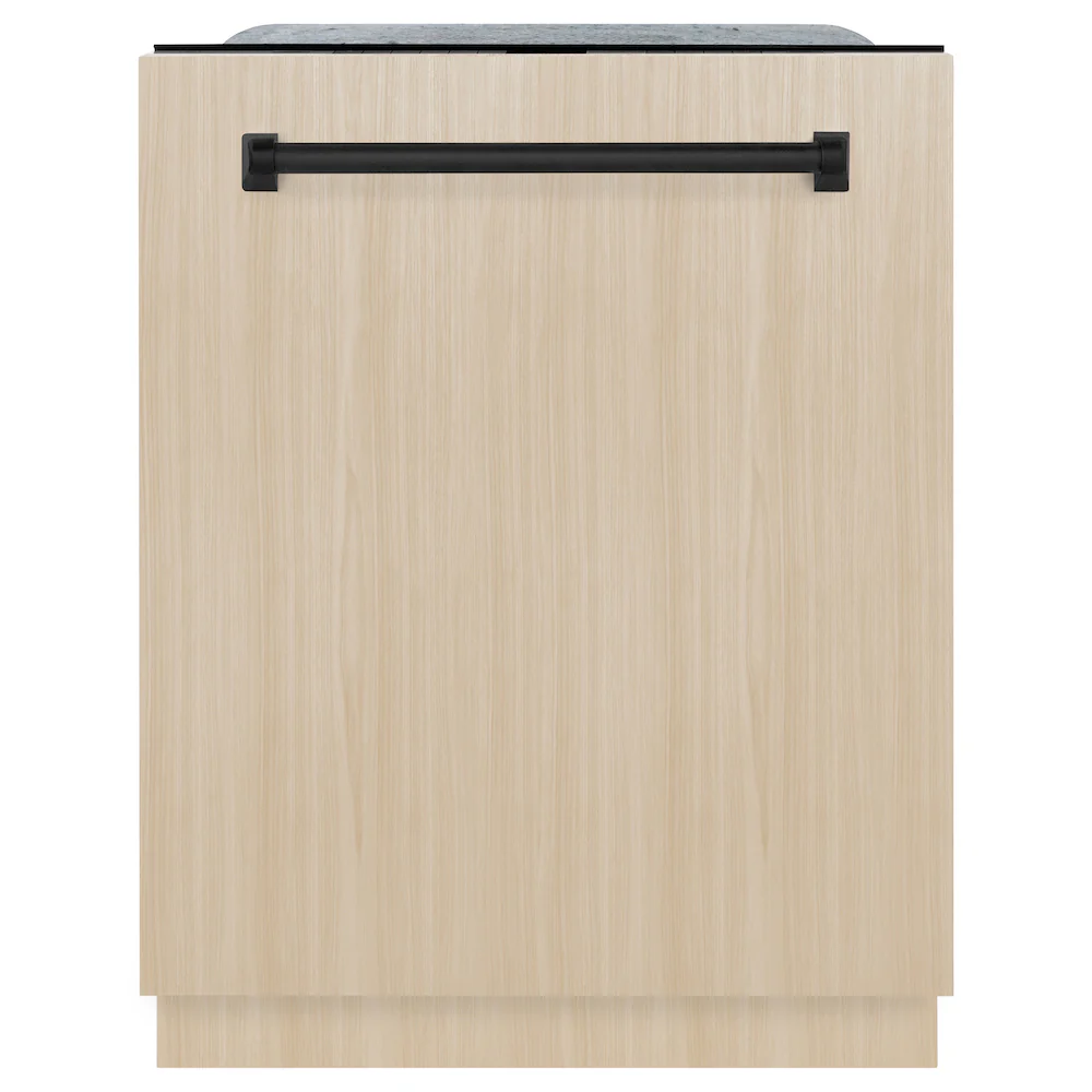 ZLINE Autograph Edition 24 In. Tall Dishwasher, Touch Control, in Custom Panel Ready with Matte Black Handle, DWMTZ-24-MB